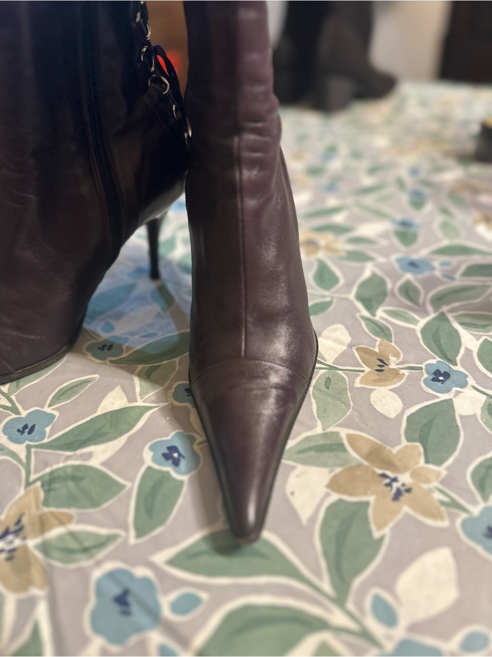 Pointed Toe Stiletto Ankle Boots in Plum - Picture 1 of 10